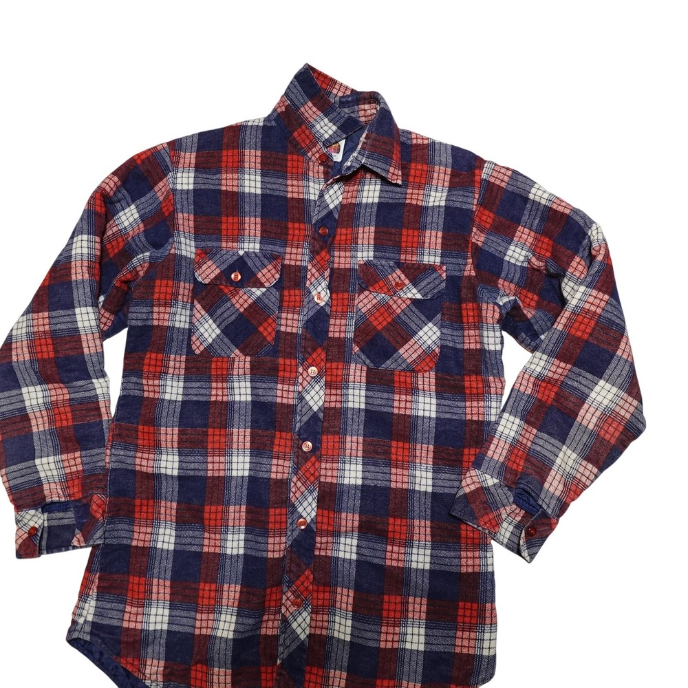 Miller Western Wear Jacket Mens Medium Blue Plaid Quilted Flannel Lined Outdoor